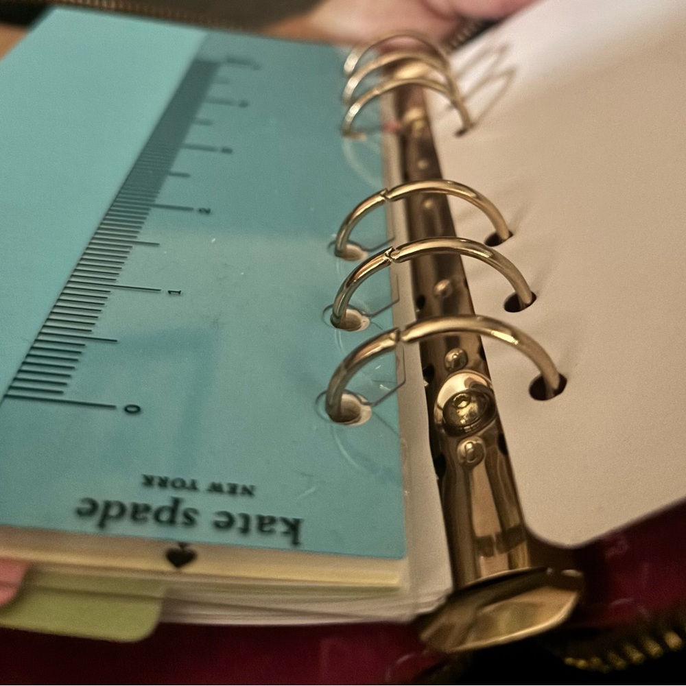 Kate Spade planner-Gold Hardware-Pink lining Black Pebbled Leather Zip Wellesley - Picture 6 of 16